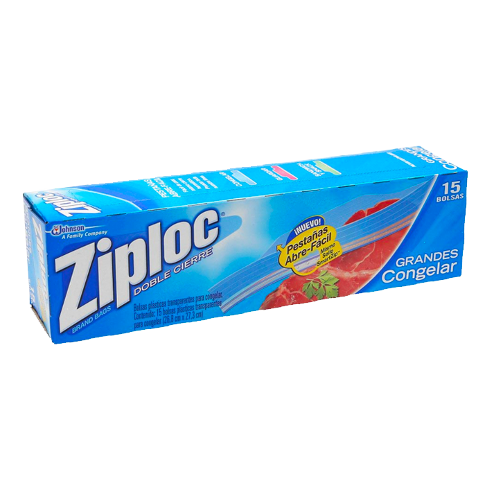 BOLSA HERMETICA PARA CONGELAR ALIMENTOS ZIPLOC GRANDE 15 PZA.