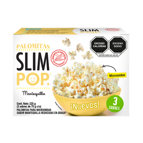 PALOMITAS SLIMPOP MANTEQUILLA PARA MICROONDAS TRIPACK 225 GR.