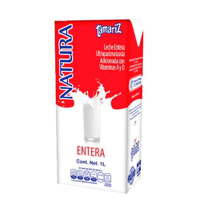 LECHE ENTERA ULTRAPASTEURIZADA NATURA TAMARIZ 1 LT.