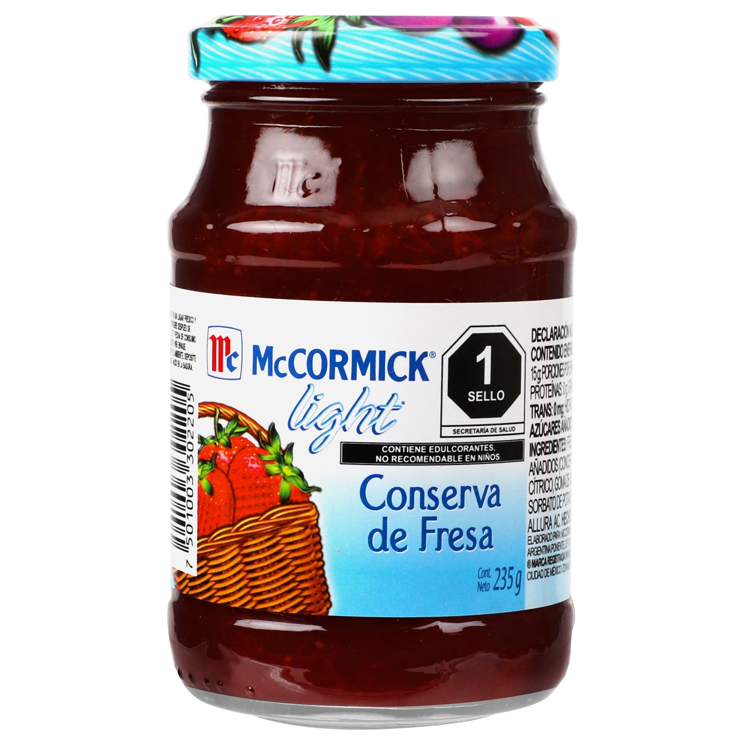 MERMELADA DE FRESA SIN AZUCAR MCCORMICK FRASCO 235 GR.