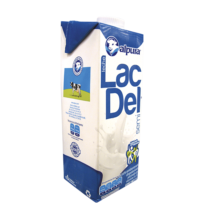 LECHE ULTRAPASTEURIZADA SEMIDESCREMADA LAC-DEL 1 LT.