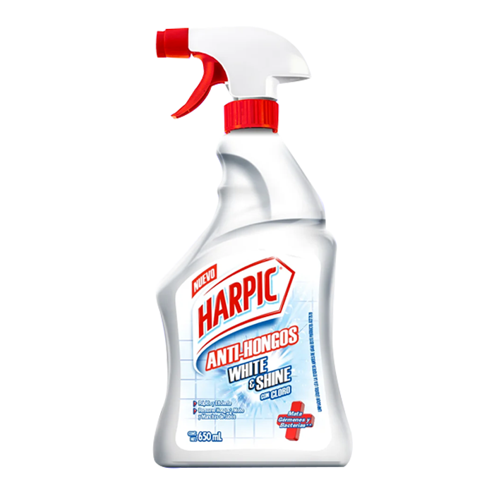 Limpiador para baños con atomizador antihongos Harpic White & Shine con  cloro 650 ml