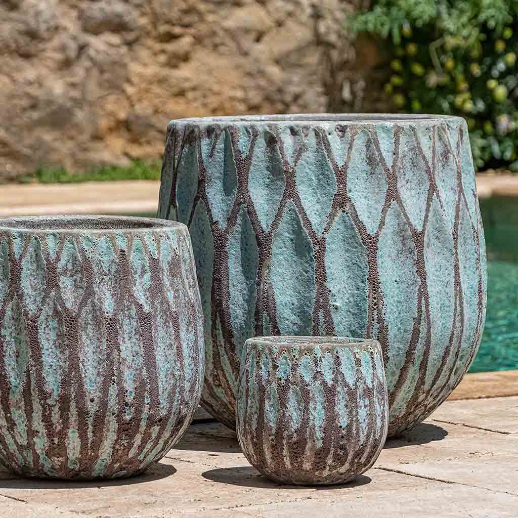 Paraiso Ceramic Planters Verdigris Green