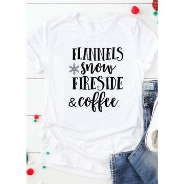 Flannels Snow Fireside And Coffee Graphic Tee