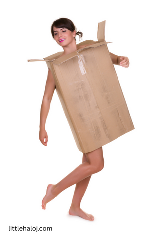 Cardboard box as an outfit