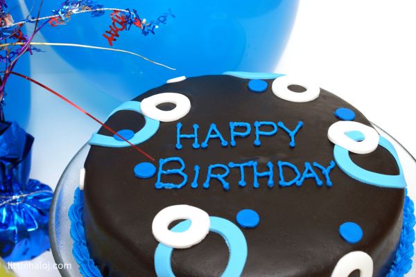 Blue and Black Birthday Cake