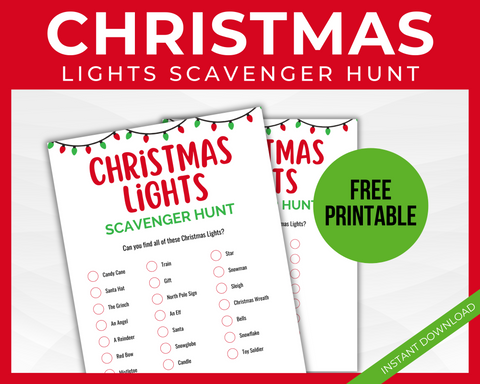 Free Christmas Lights Scavenger Hunt Printable