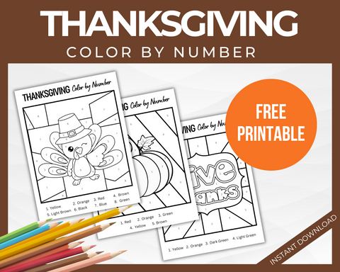 Free Thanksgiving Color By Number Printable