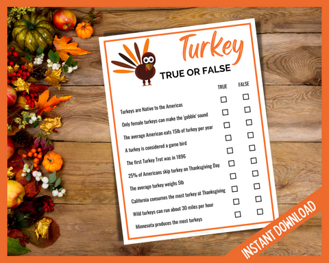 Thanksgiving Trivia Game / Thanksgiving Fowl Play Turkey Game 