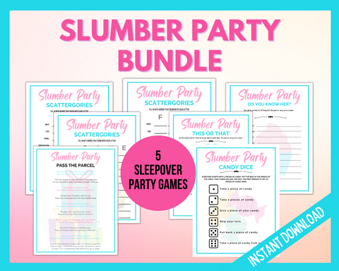 12 Teen Slumber Party Games Printable Teen/preteen Sleepover Games pajama  Party Activities girls Sleepover Party Games fun Pajama Party 