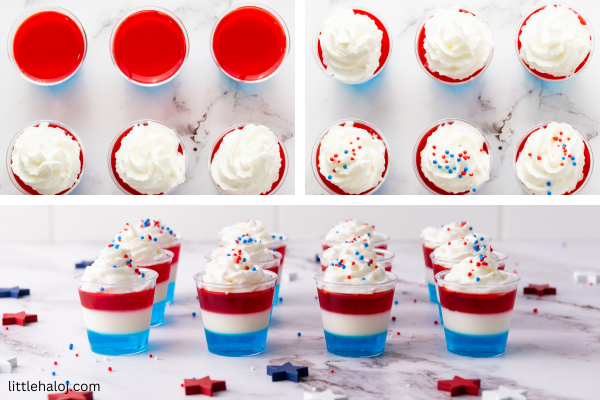 Garnish, Red, White and Blue Jello Shots