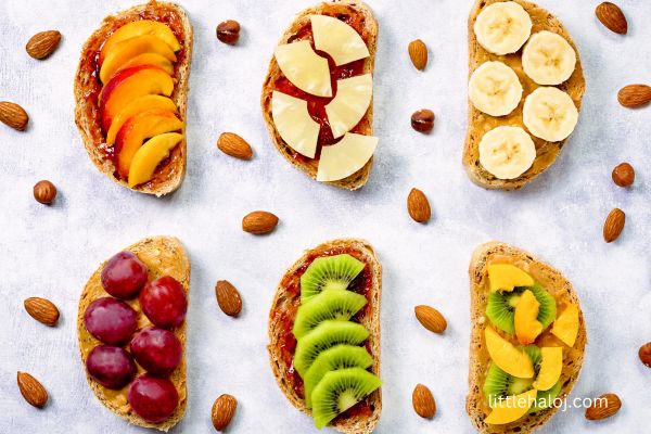 Toast with different fruits