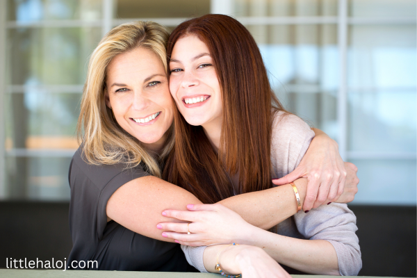 Teen with her mom