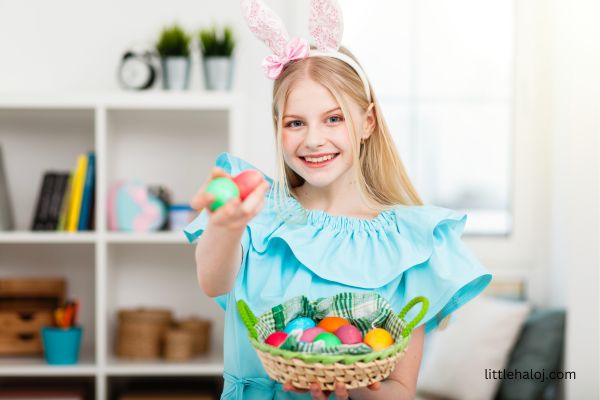 Teen Girl holding Easter Eggs