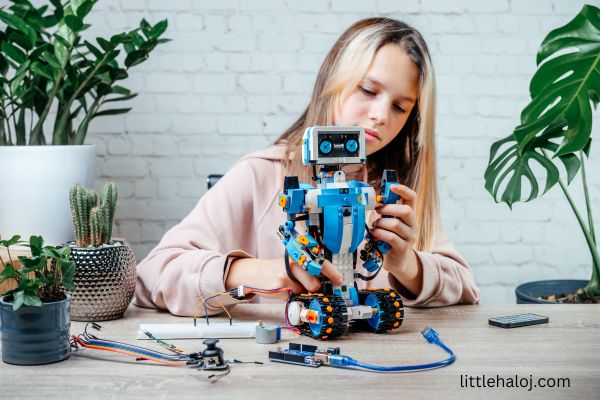 Teen Girl Making Robot