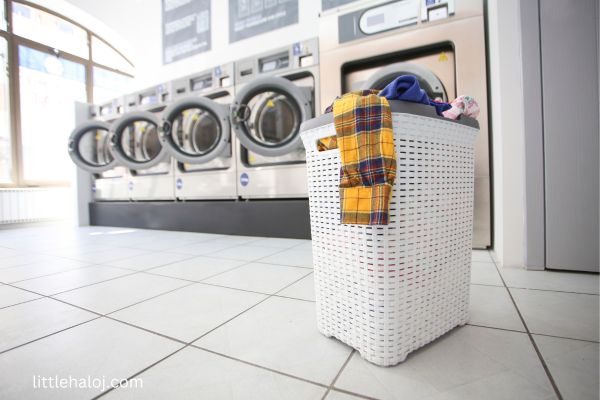 laundry basket in laundromat