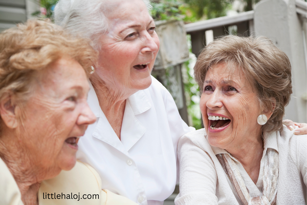 3 senior ladies laughing at jokes