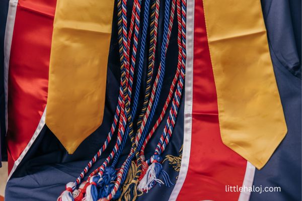 Teenage girl with graduation stole and cords