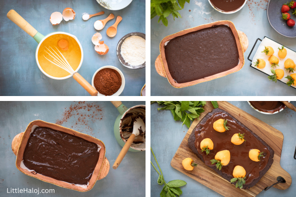 Steps to make the Pumpkin Patch Brownie Cake