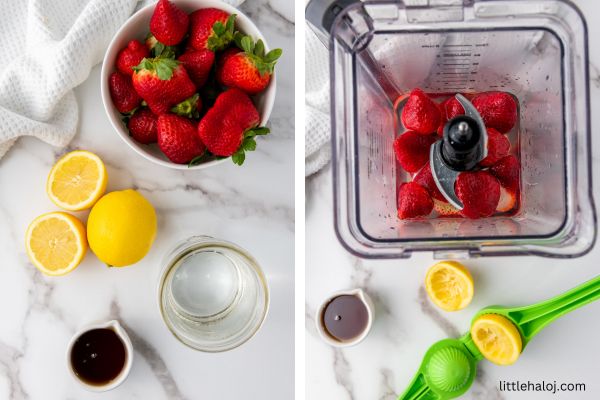 Strawberry and lemon popsicles ingredients