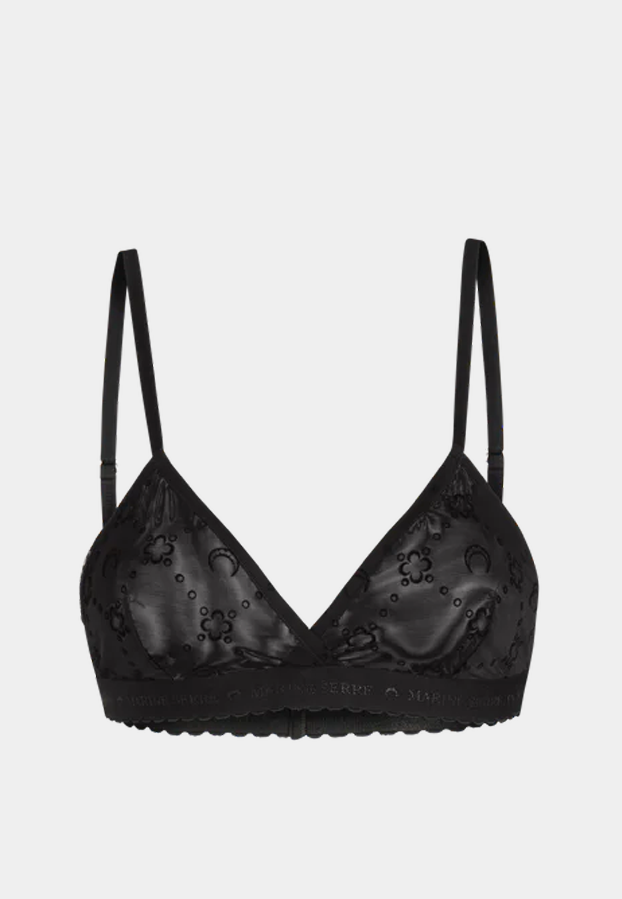 MARINE SERRE Moonogram Flocked Mesh Bra - Black - ASHLUXURY