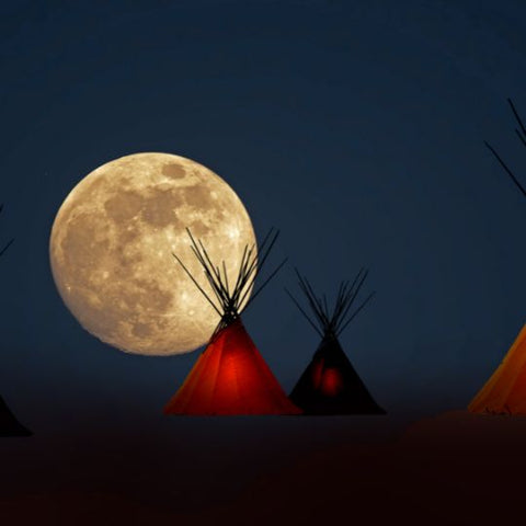 Full Moon Meditation Full Moon Rising over Native American Teepees