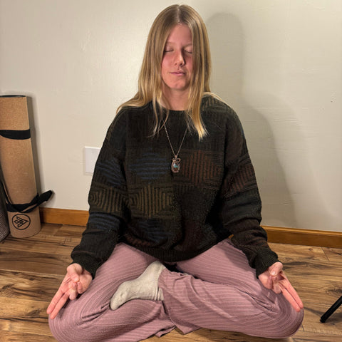 Prana Mudra in Seated Meditation Pose for Asivana Yoga Mudra Catalog by Jack Utermoehl