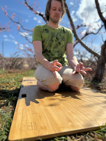 Yoga Mudras for Meditation Jack with Prithvi Mudra in Orchard