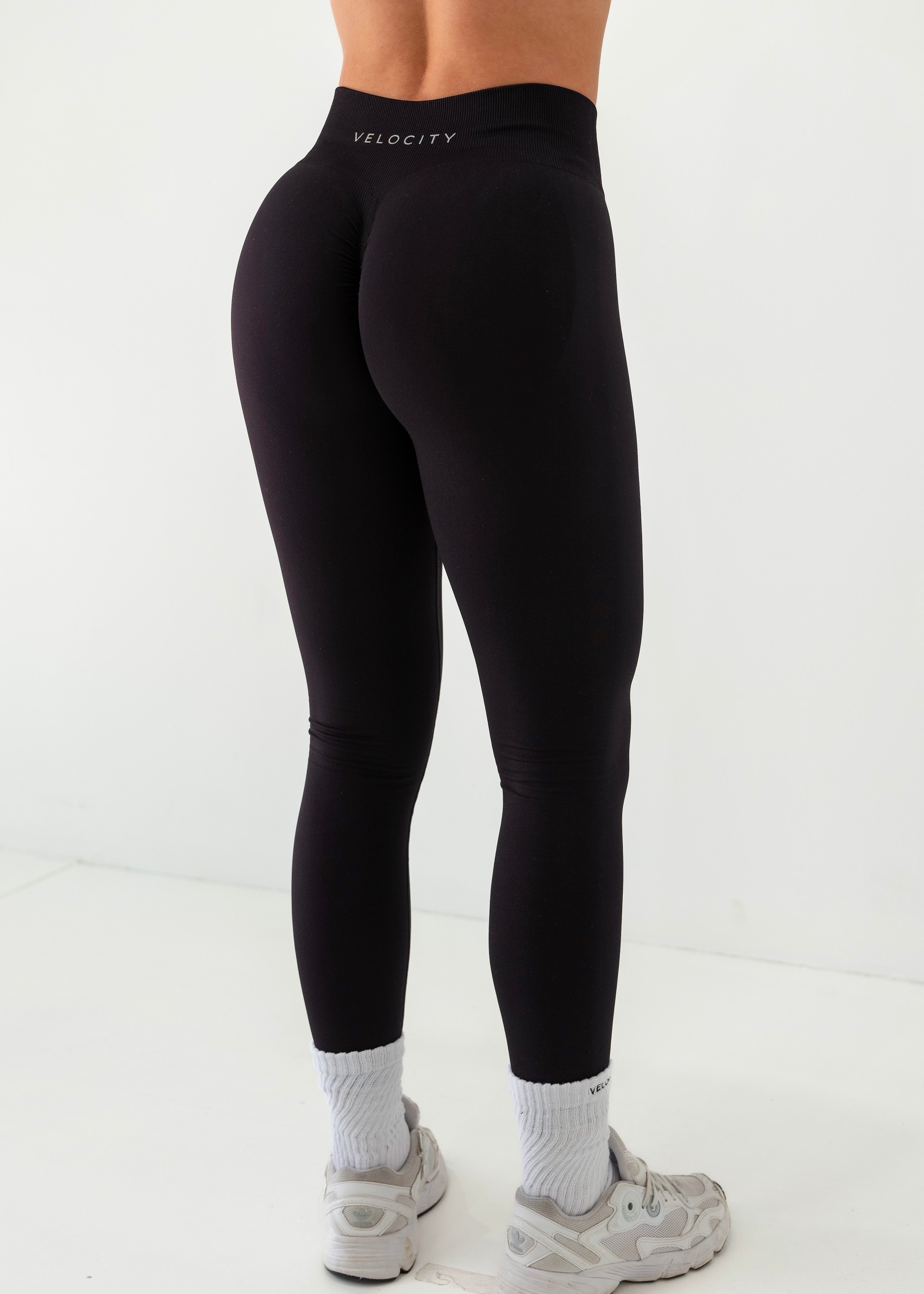 SIGNATURE SCRUNCH LEGGINGS - LIQUORICE - Velocity Activewear product image