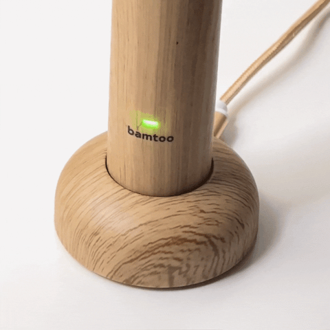 Electric bamboo toothbrush KOA from bamtoo is lifted by an inductive charging station