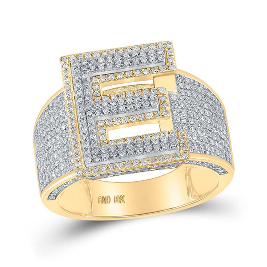 Men's 10kt Two-Tone Gold V Initial Letter Ring