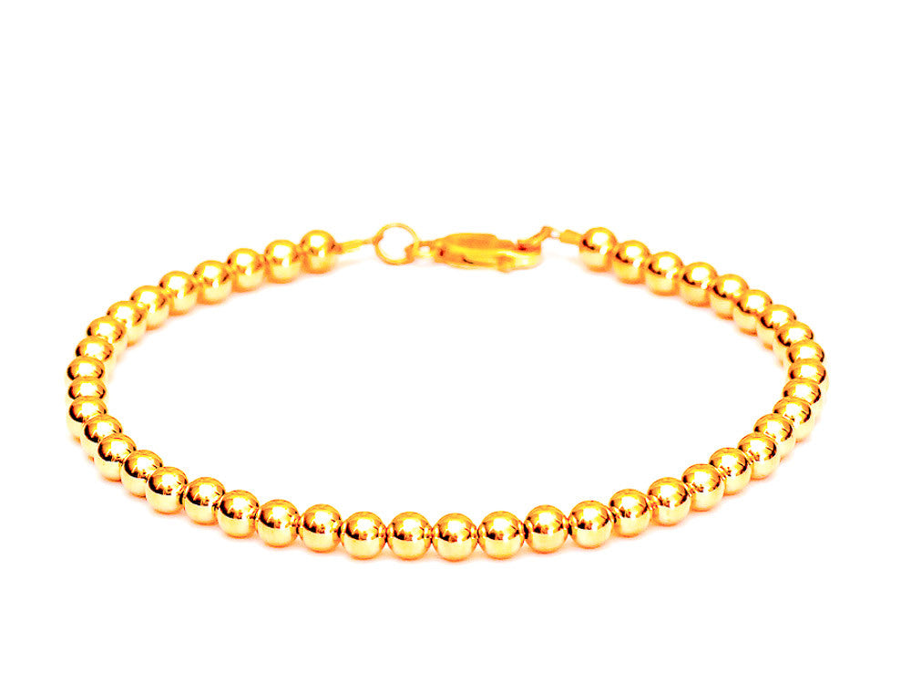 Heavy 14k Gold Ball Bead Bracelet - Women and Men's Bracelet - 5mm, 10g