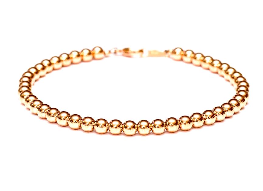 Heavy 14k Rose Gold Bead Bracelet - Women and Men's Bracelet - 4mm, 7g