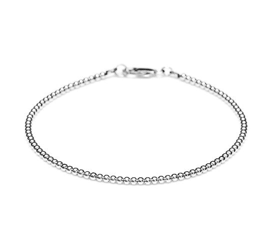 14k White Gold Bead Bracelet - Women and Men's Bracelet - 2mm