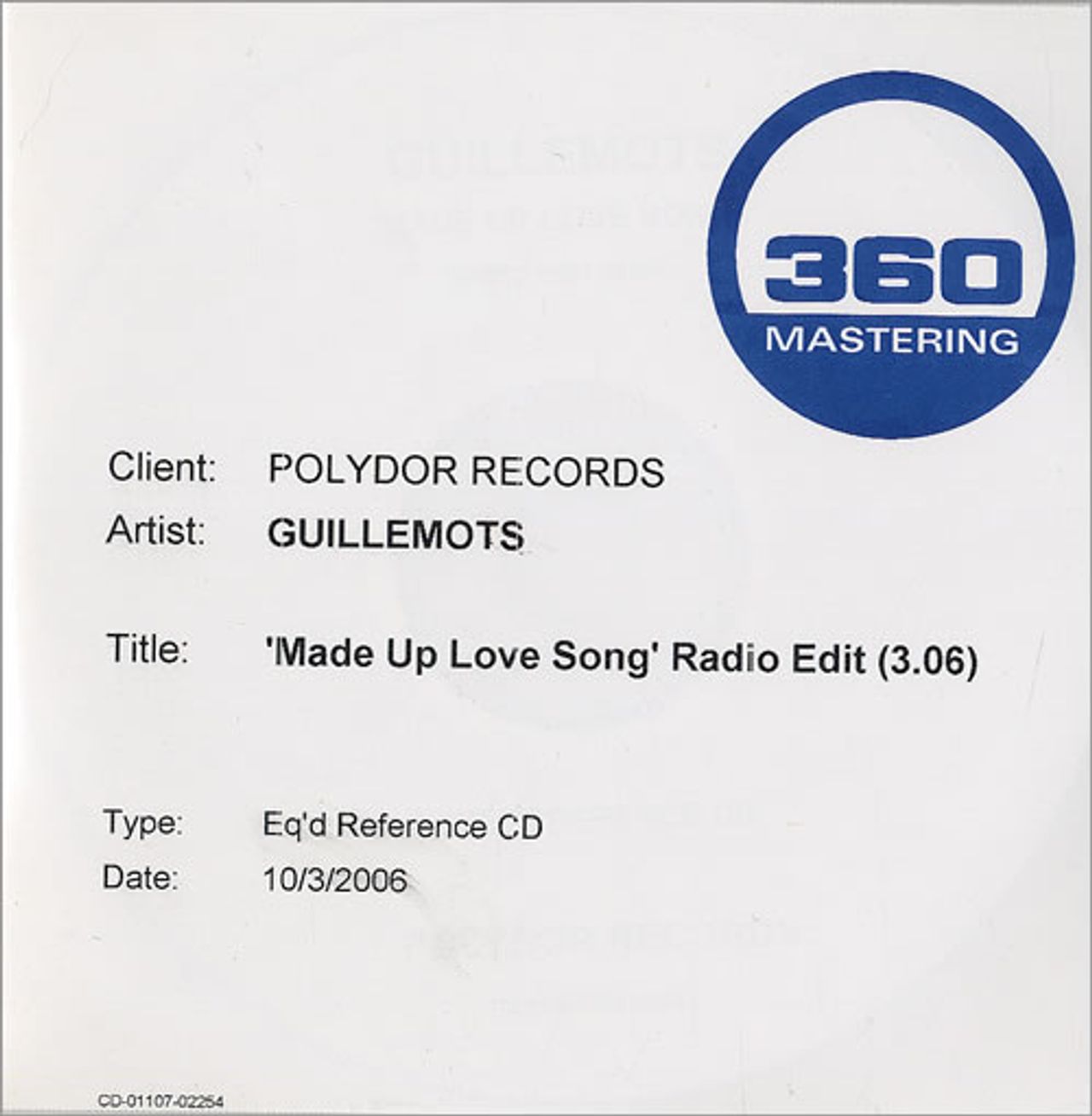 Guillemots Made Up Love Song - Radio Edit UK Promo CD-R acetate —  