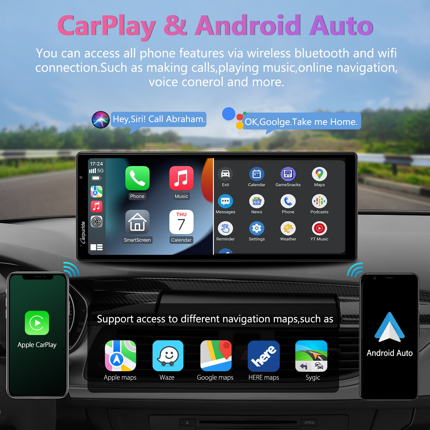 CARPURIDE W903 WIRELESS Apple Carplay Android Auto Car Stereo