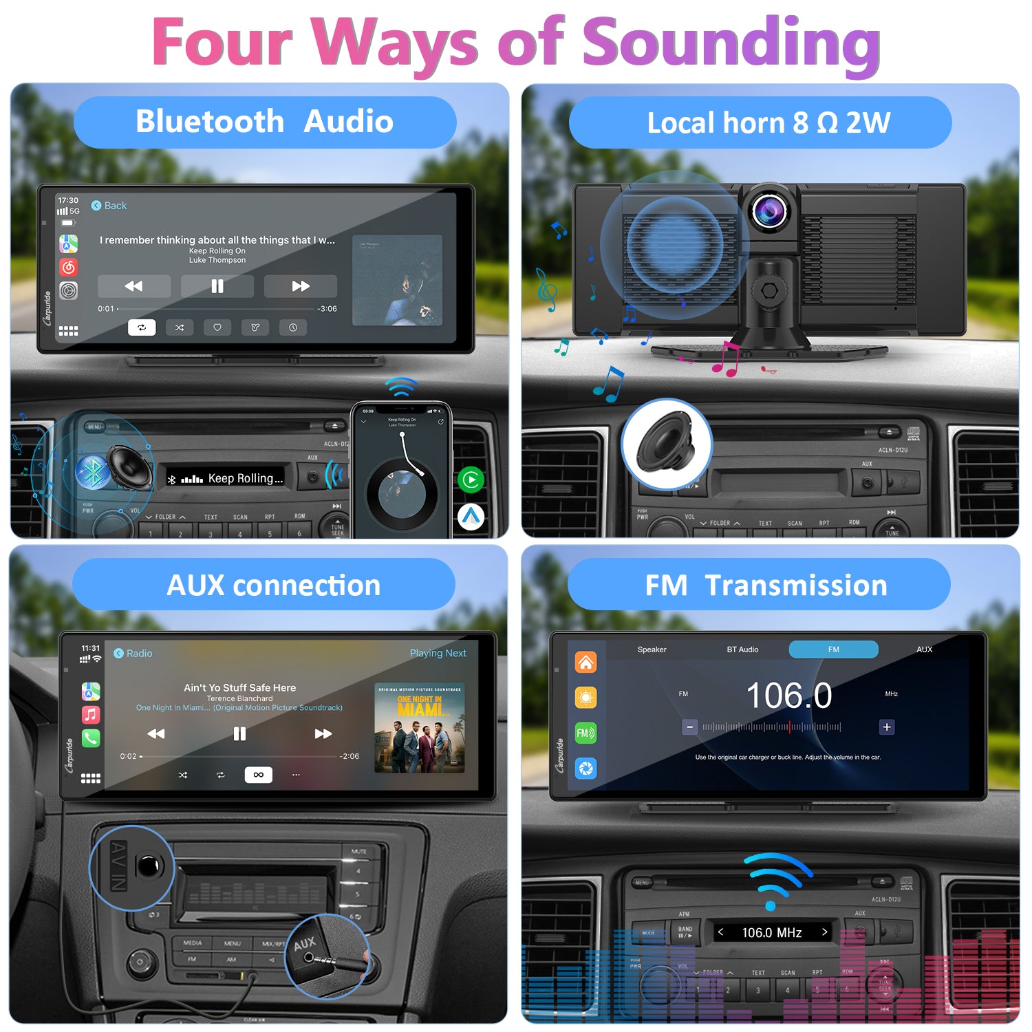[2024 Newest] Carpuride W903 Portable Apple Carplay & Android Auto with  Dash Cam - 9.3 HD IPS Screen, 4K Front &1080P Rear Cam, Loop Recording