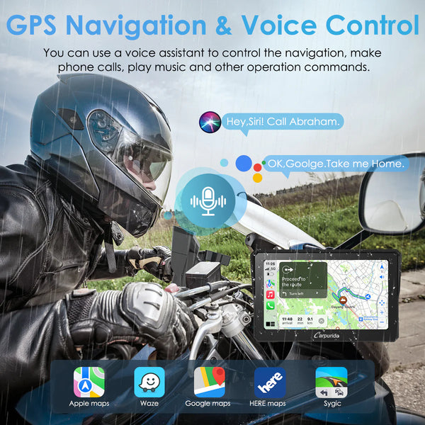 W702 Pro Motorcycle CarPlay Screens supports Siri and Google Voice for Voice Control without handling bars