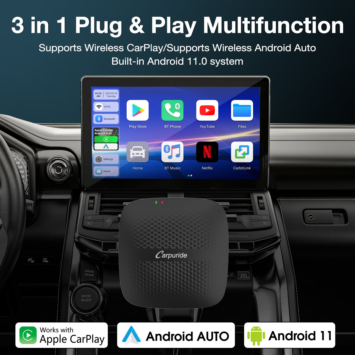2 in 1 Wireless Android Auto CarPlay Adapter wireless Apple