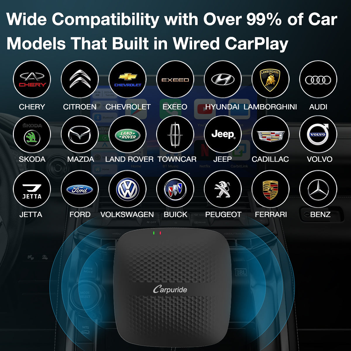 CARPURIDE H01 3 in 1 Android 11.0 Internet AI Box - Wireless Apple Car