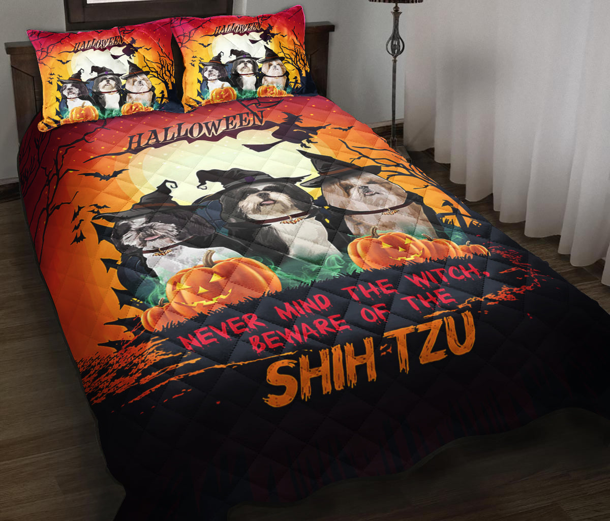 Halloween Shih Tzu Quilt Bed Set ND170906