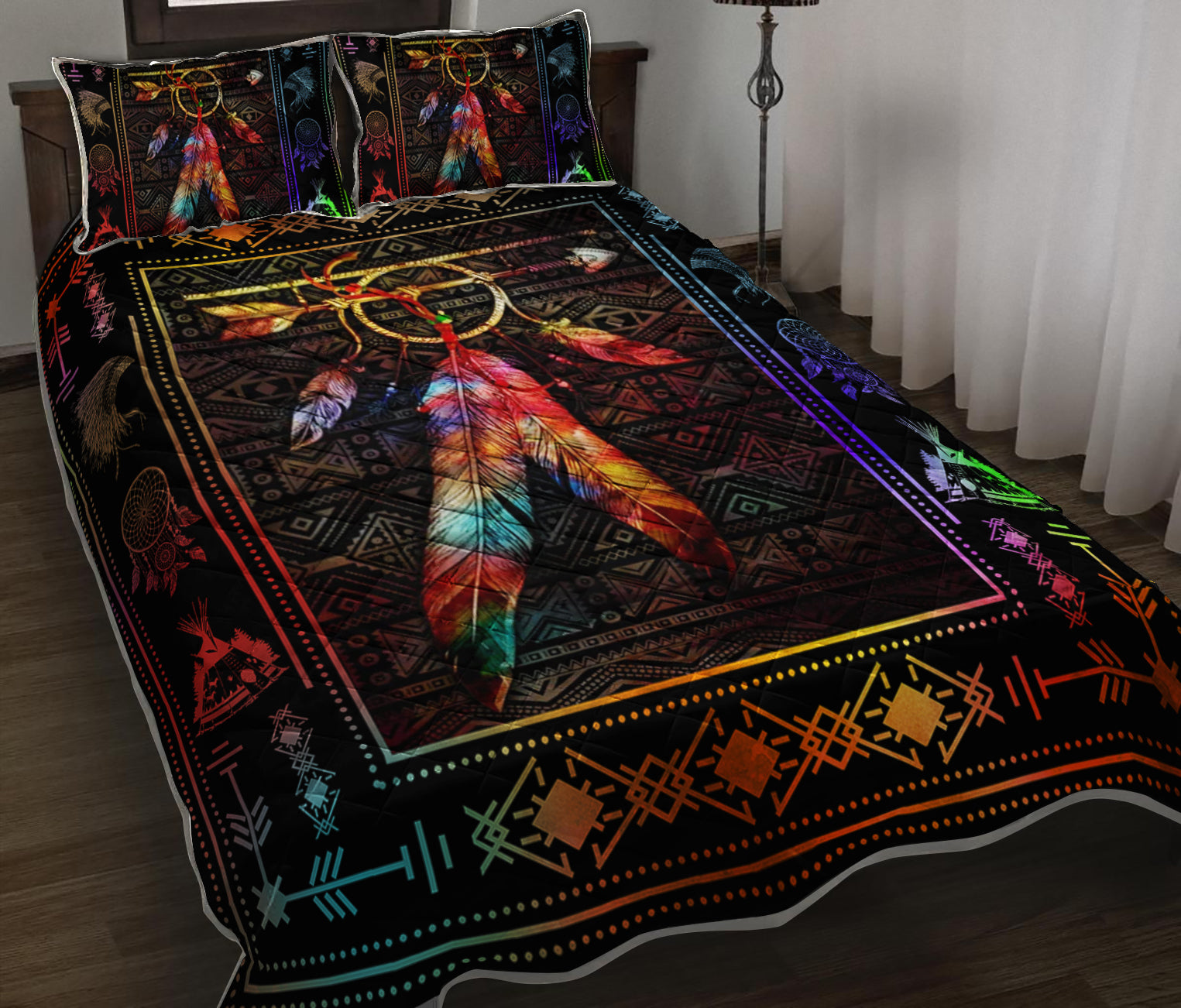 Black And White Polynesian Tattoo Print Quilt Bed Set – GearFrost