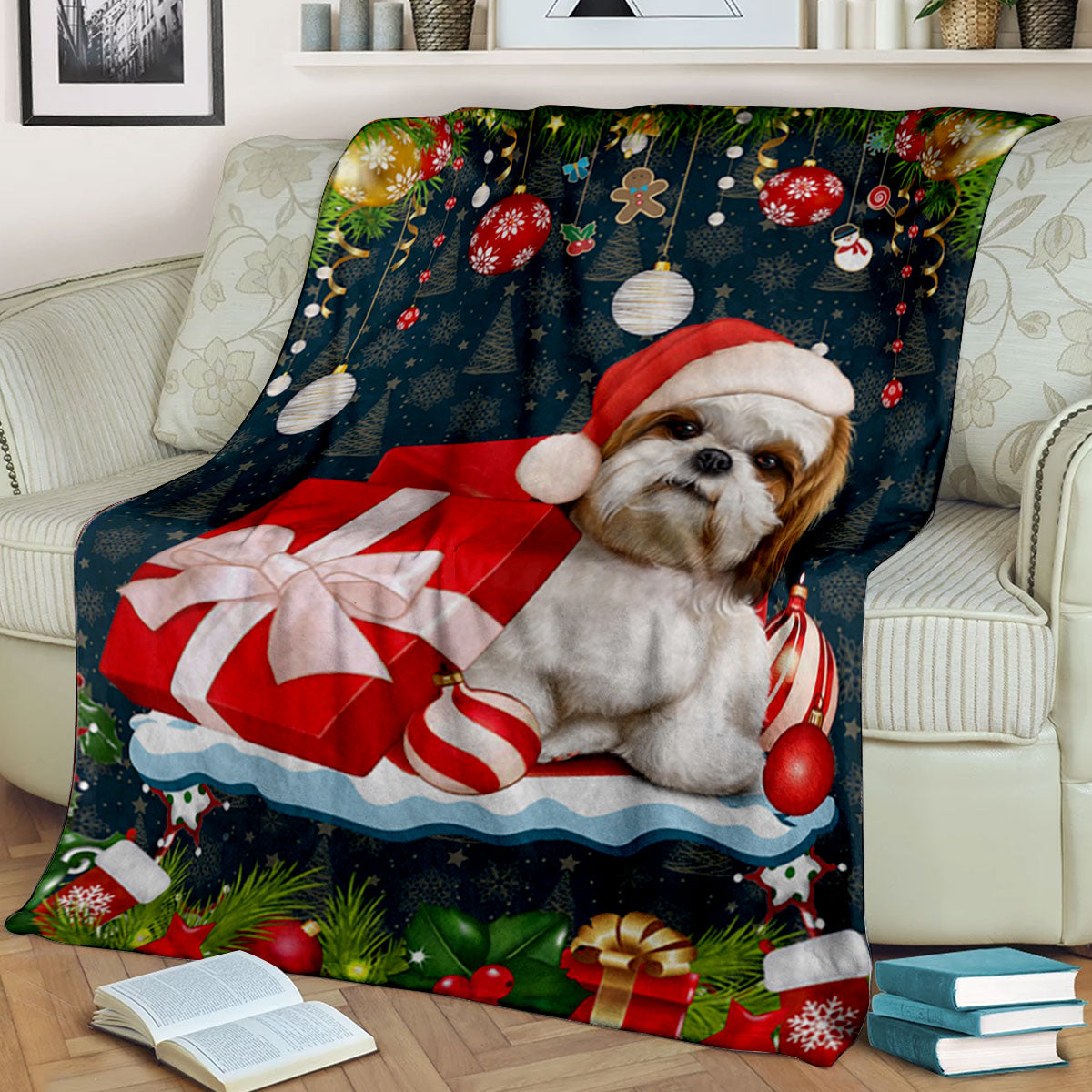 Shih Tzu Christmas Sherpa Fleece Blanket ND121013