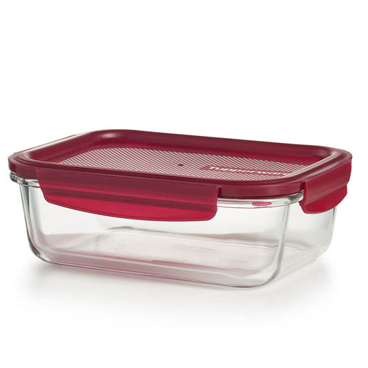 Tupperware Premiaglass Serve & Store Container Red 1-qt 1 L NEW 