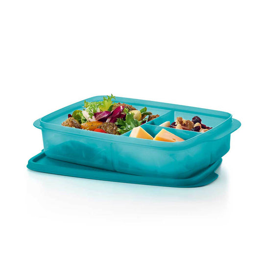 SALAD on the Go Set in CARIBBEAN SEA Tupperware Knife Fork and Dressing  Container 