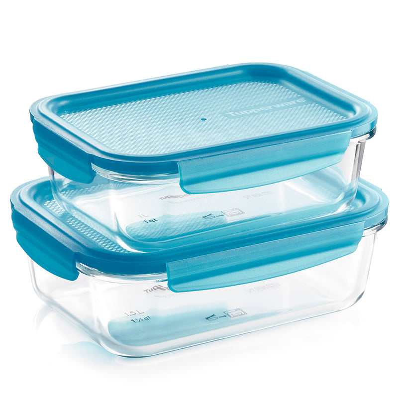 Tupperware PremiaGlass™ Container 2-Piece Set (Peacock)