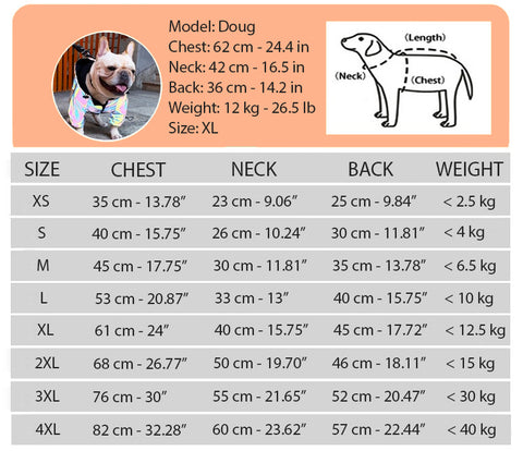size guide for dog reflective vest