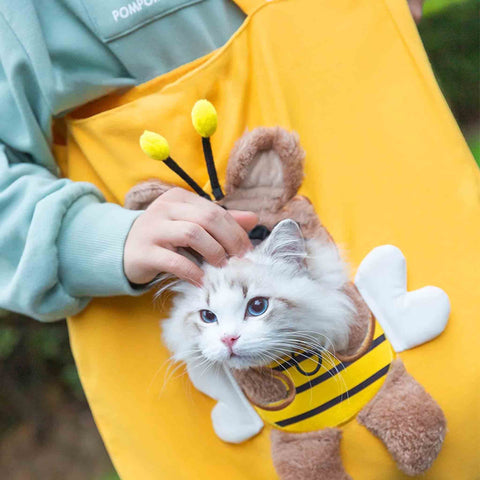 cartoon style bee design cat carry bag