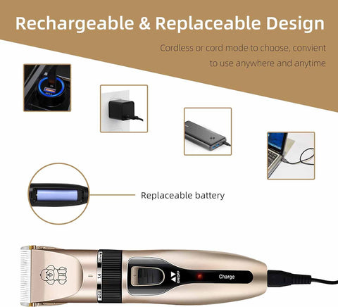 dog hair clipper with rechargeable battery