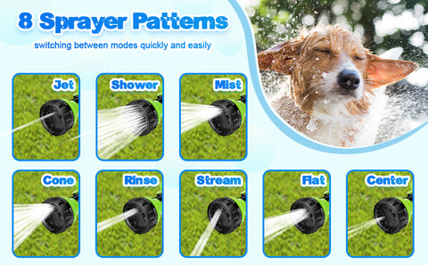 8 spray petterns of dog wash hose attachment